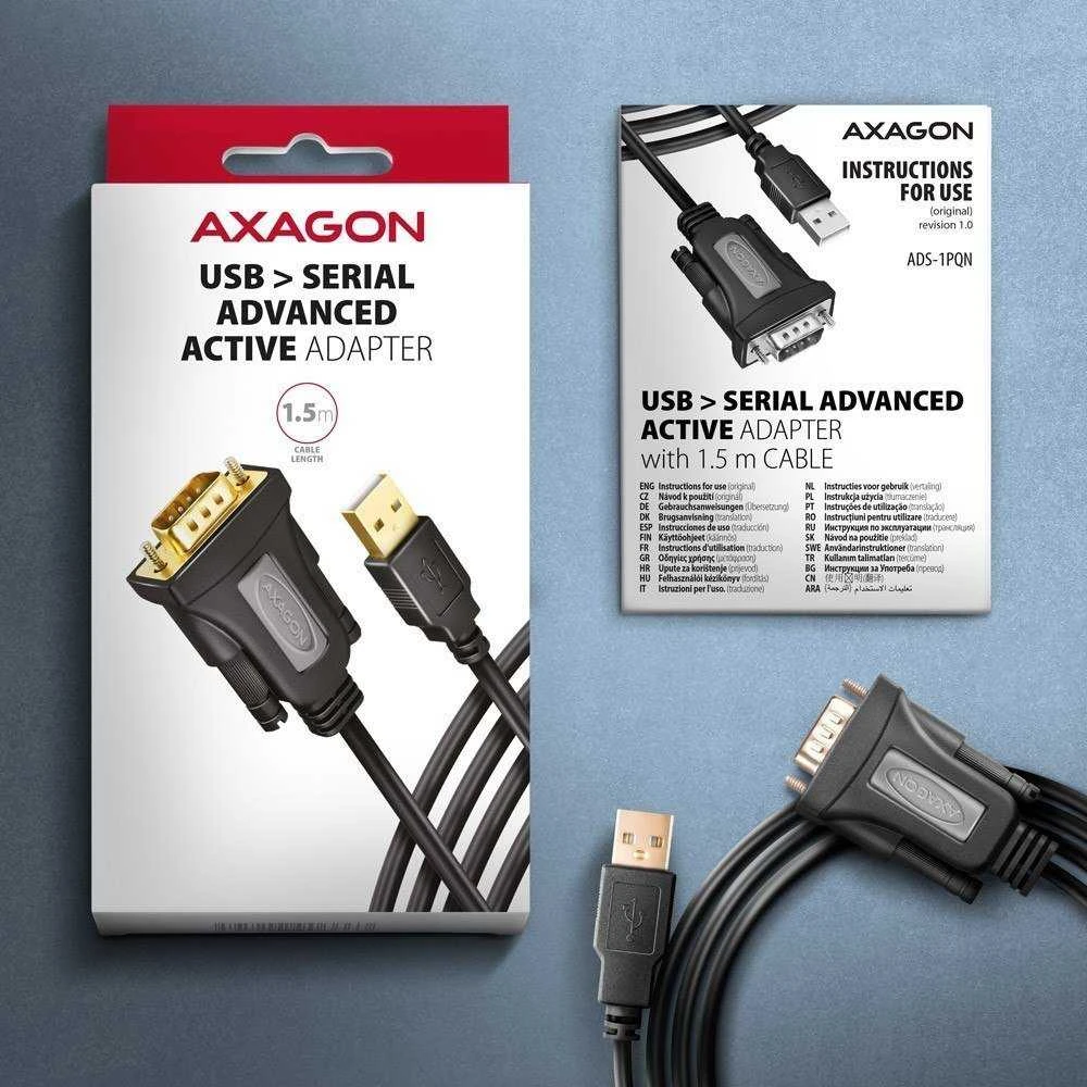 Axagon ADS-1PQN USB > SERIAL ADVANCED ACTIVE ADAPTER
