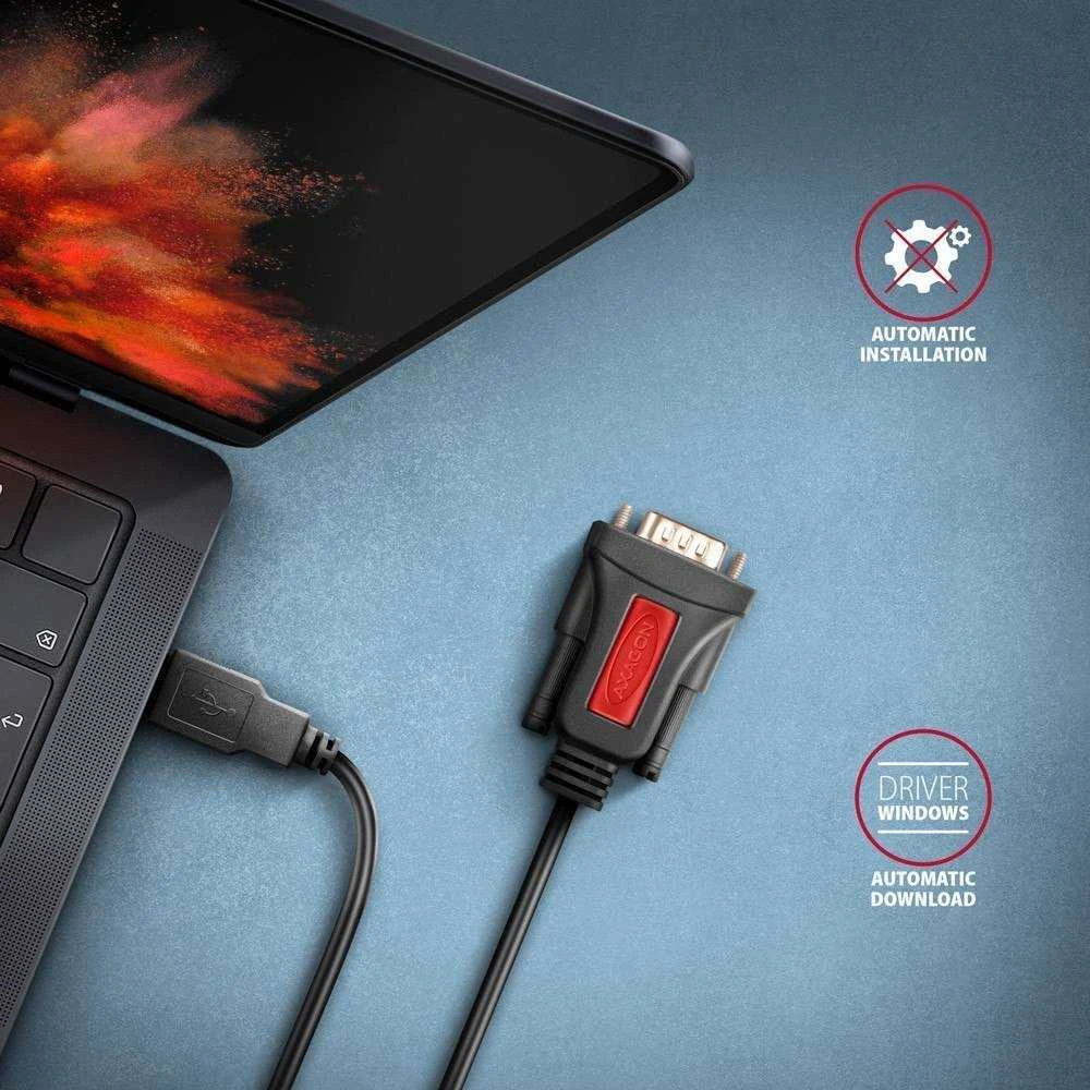 Axagon Active USB-A keitiklis, skirtas nuosekliesiems įrenginiams prijungti. Vaisingas lustas.
