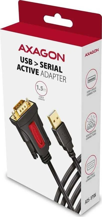 Axagon Active USB-A keitiklis, skirtas nuosekliesiems įrenginiams prijungti. Vaisingas lustas.