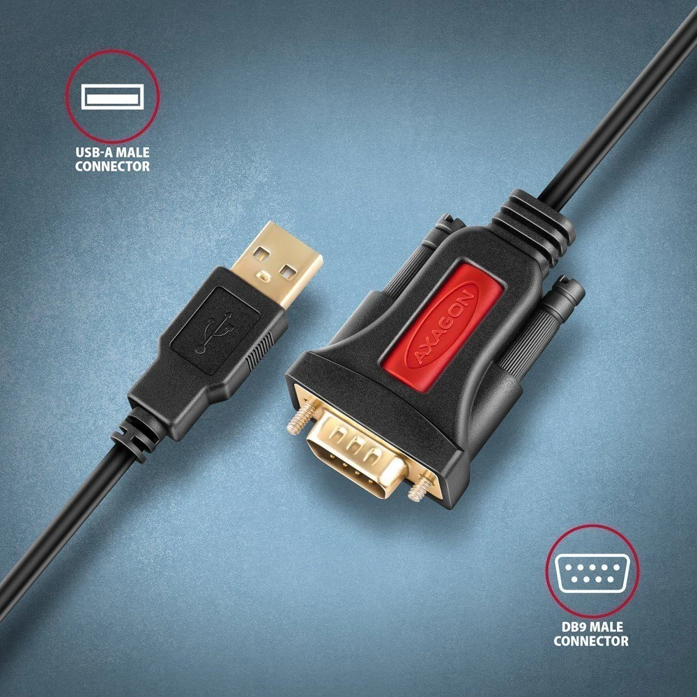 Axagon Active USB-A keitiklis, skirtas nuosekliesiems įrenginiams prijungti. Vaisingas lustas.