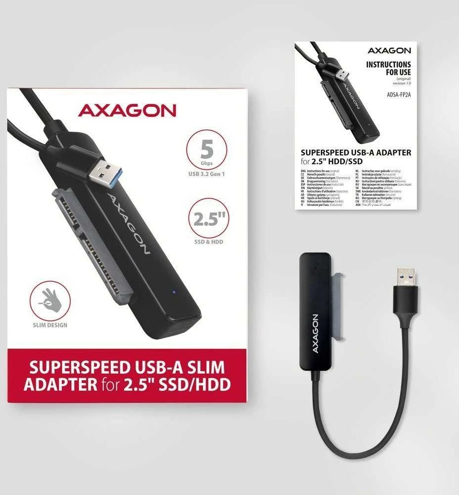 AXAGON USB-A 5Gbps SLIM adapteris, skirtas 2,5" SSD / HDD | ADSA-FP2A