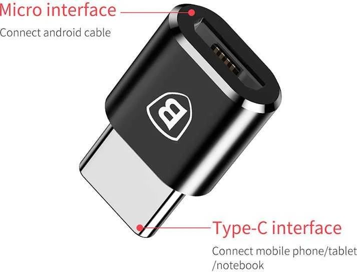 Adapteris Baseus USB C kištukas, micro USB B lizdas, OTG funkcija