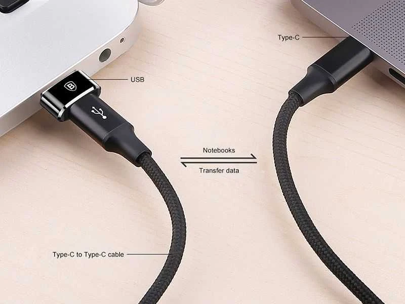 Baseus USB-C – USB-A adapteris 3A – Juodas