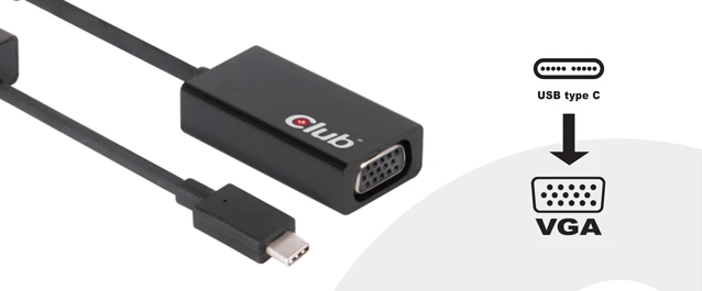 Adapteris USB Club 3D USB-C – VGA Juodas (CAC-1502)