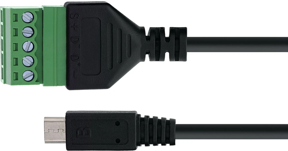 USB adapteris Delock InLine 92504C Micro USB adapterio kabelis – kištukas į terminalų bloką – 5 kontaktai – 1 m – juodas