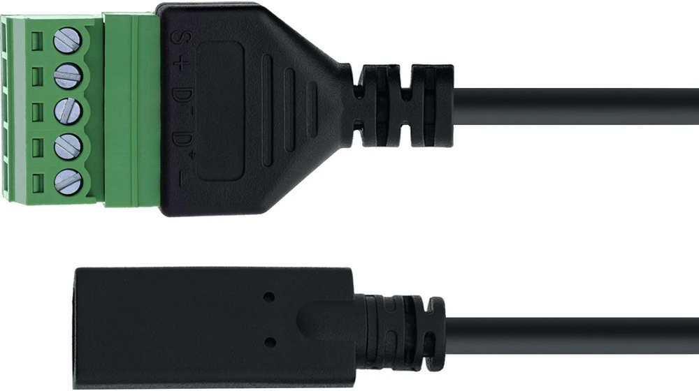 USB adapteris Delock InLine 92504F USB-C lizdas į 5 kontaktų terminalo bloką, adapterio kabelis – 1 m – juodas
