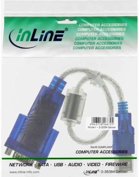 USB adapteris InLine USB - RS- 232 Mėlyna (33304D)