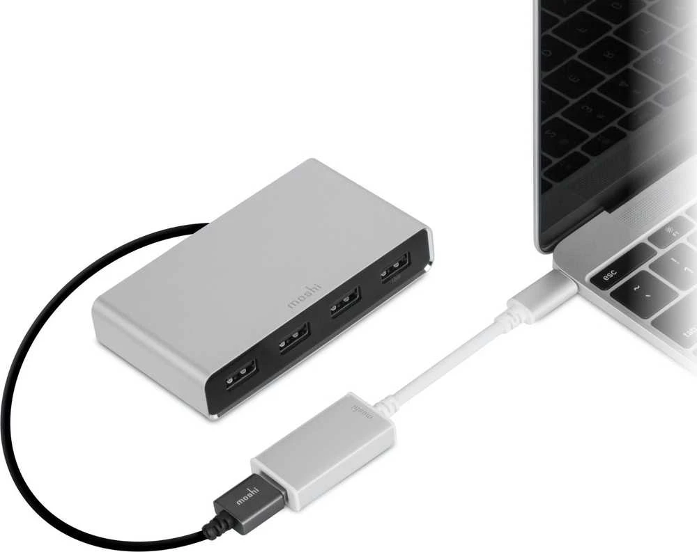 Adapteris USB Moshi USB-A - USB-C Sidabrinė (MI-USBC)