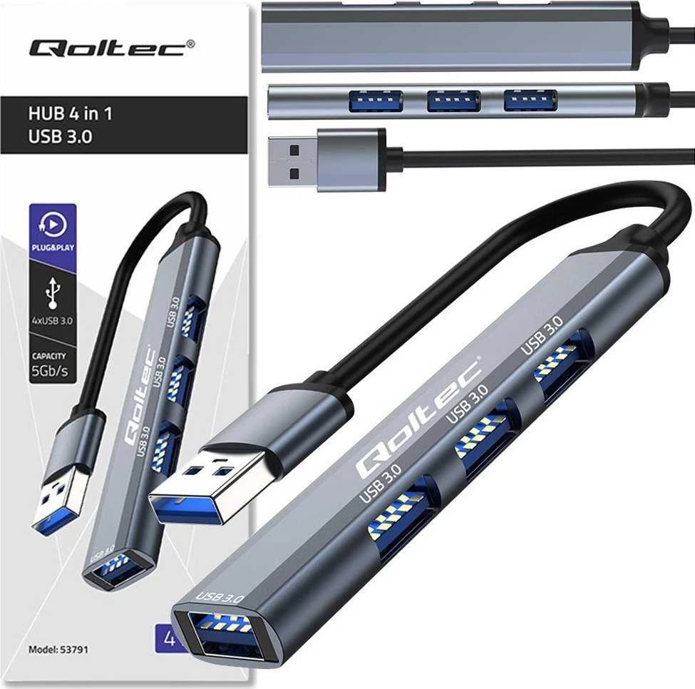 Centratorius adapteris USB 3.0 4in1 4x Qoltec