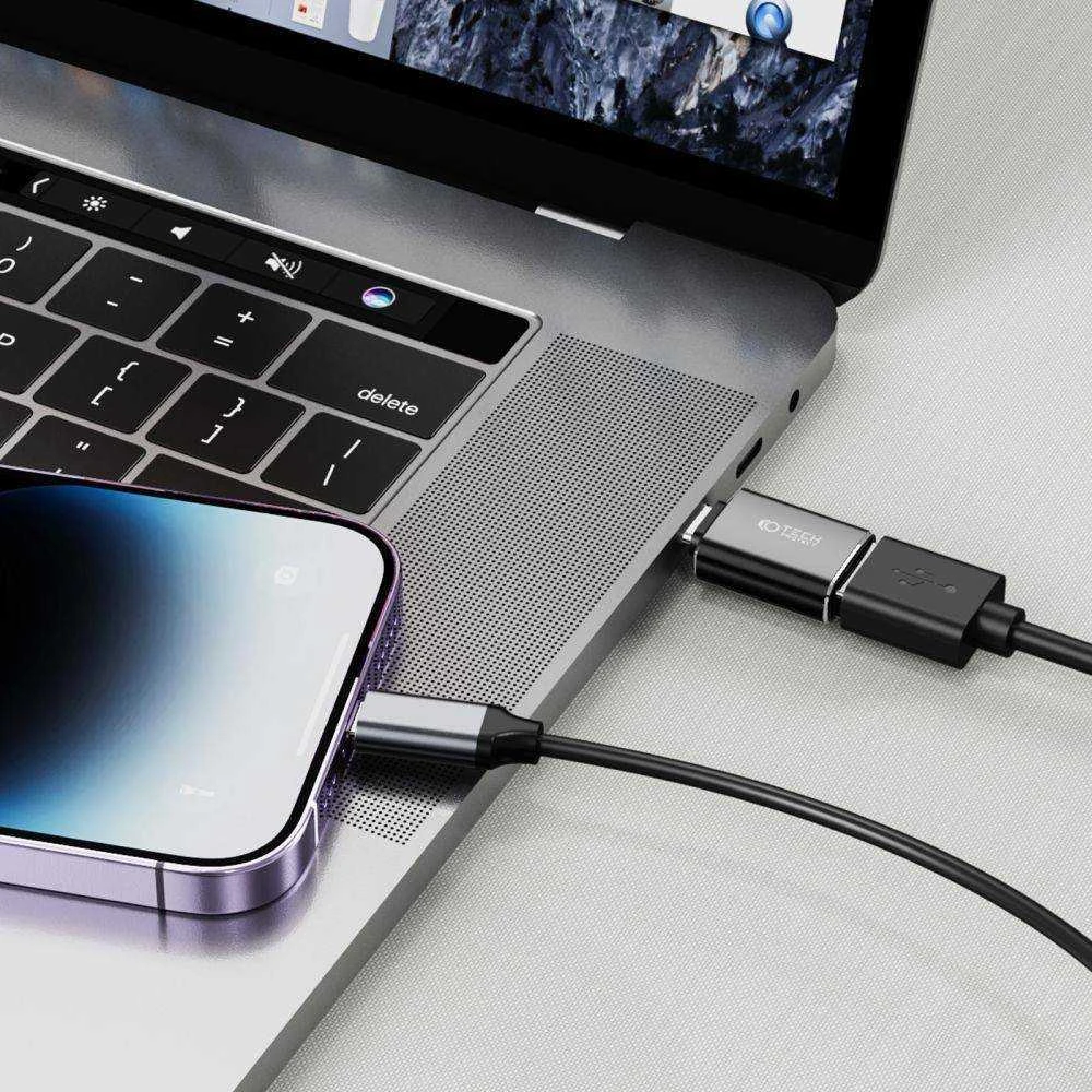 Adapteris Ligtning į USB OTG Tech-Protect Ultraboost juodos spalvos