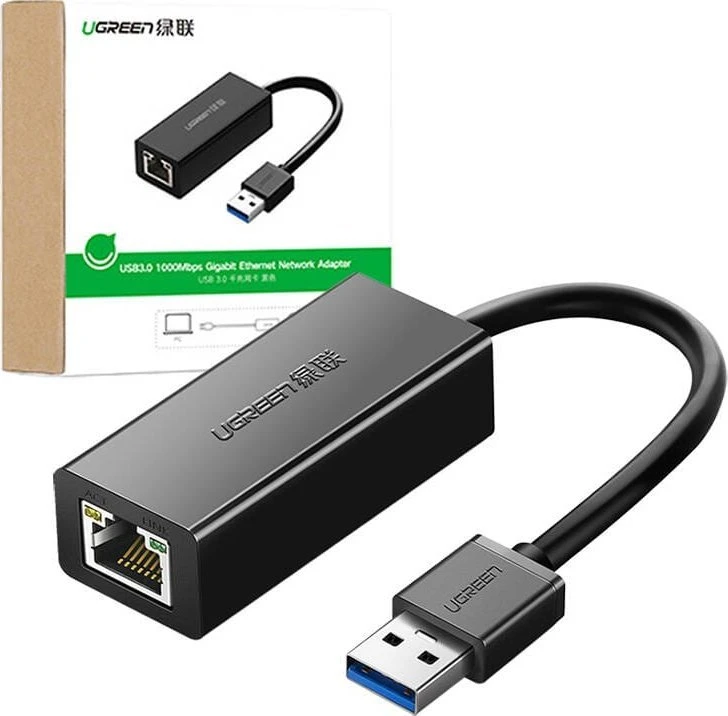 Adapteris sieciowy Ugreen CR111 USB 3.0 do RJ45, Gigabit Ethernet (juoda)