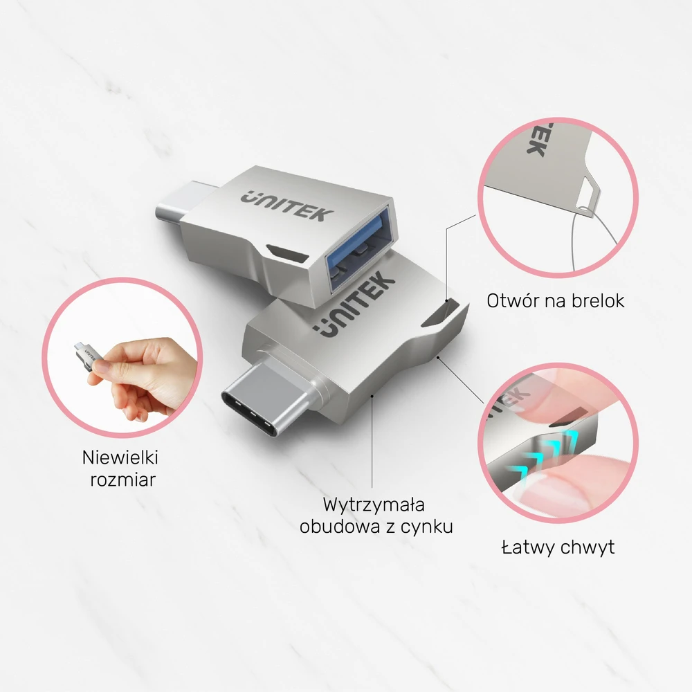 UNITEK A1025GNI ADAPTERIS USB-A – USB-C 3.1 Gen1 F/M