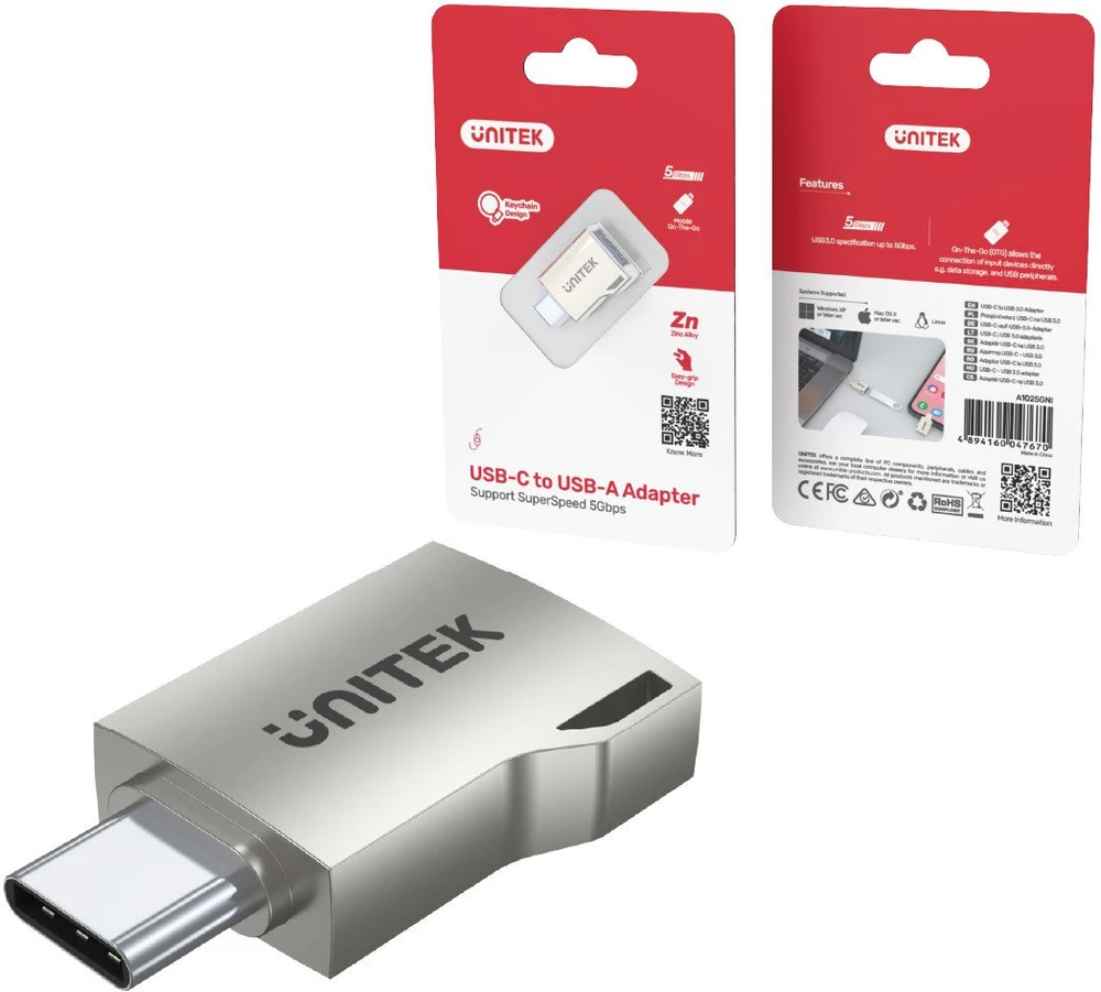 UNITEK A1025GNI ADAPTERIS USB-A – USB-C 3.1 Gen1 F/M