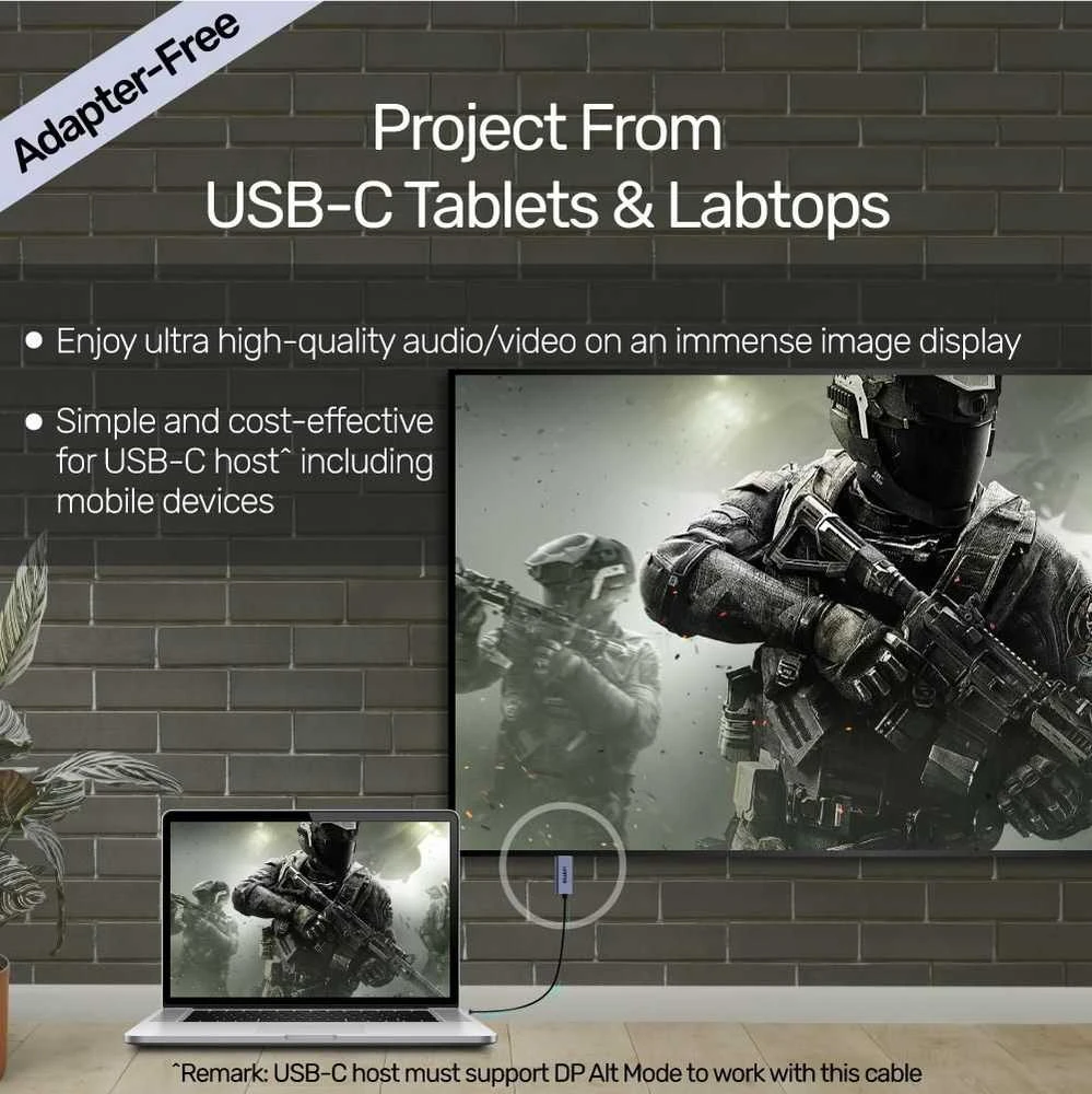 UNITEK ADAPTERIS USB-C – DP 1.2 4K 60HZ18M V1409A
