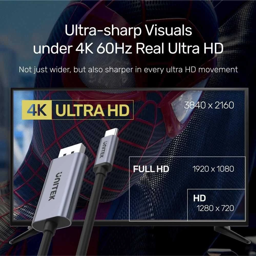 UNITEK ADAPTERIS USB-C – DP 1.2 4K 60HZ18M V1409A