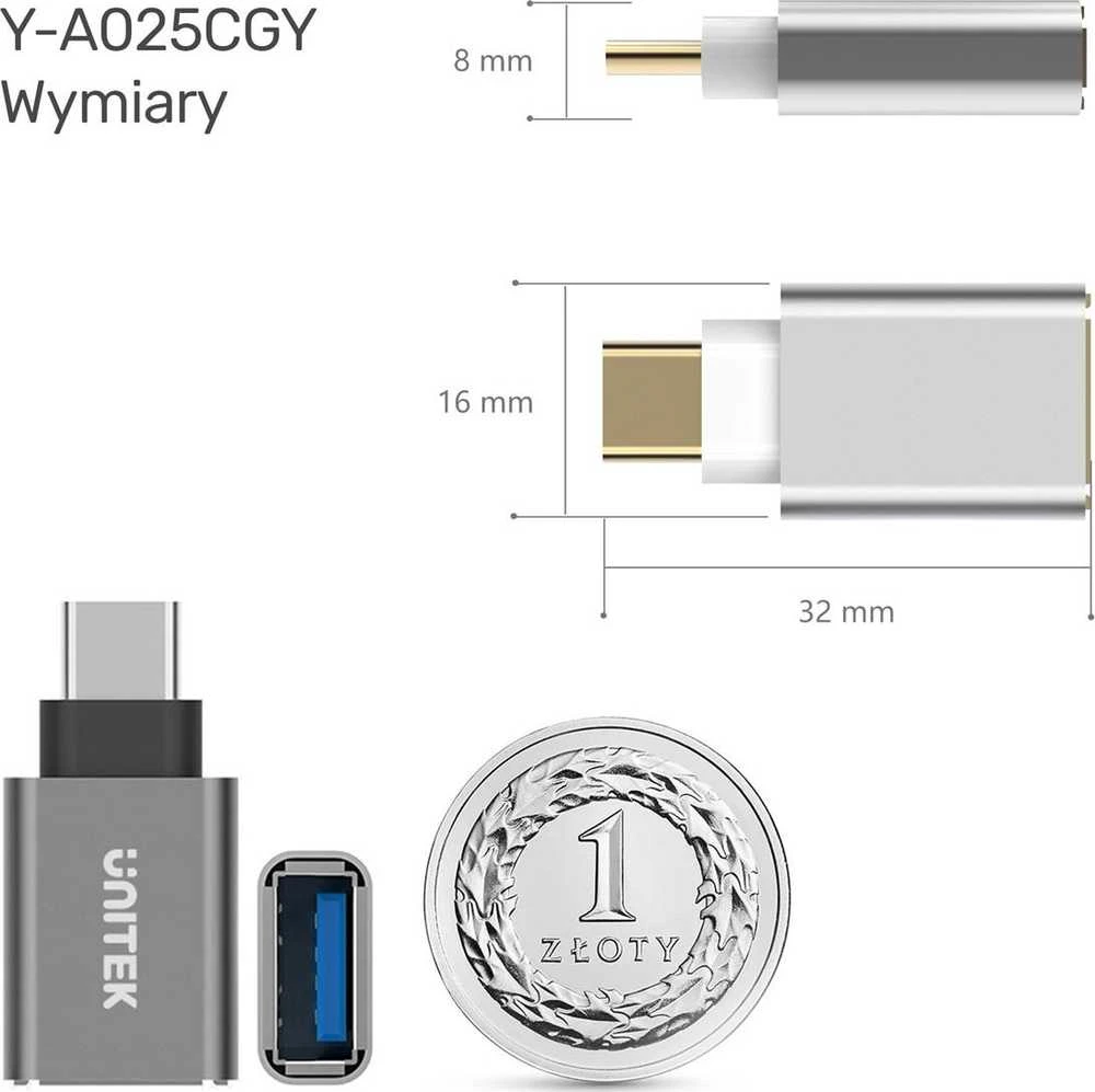 UNITEK Y-A025CGY Unitek C tipo USB adapteris – USB 3.0,Y-A025CGY
