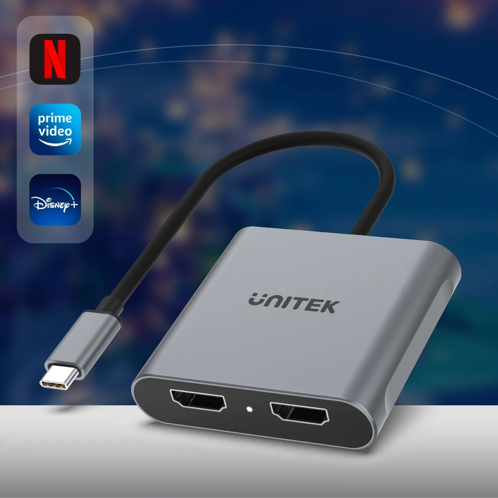 UNITEK ADAPTERIS USB-C – 2X HDMI 4K MST (M/F)