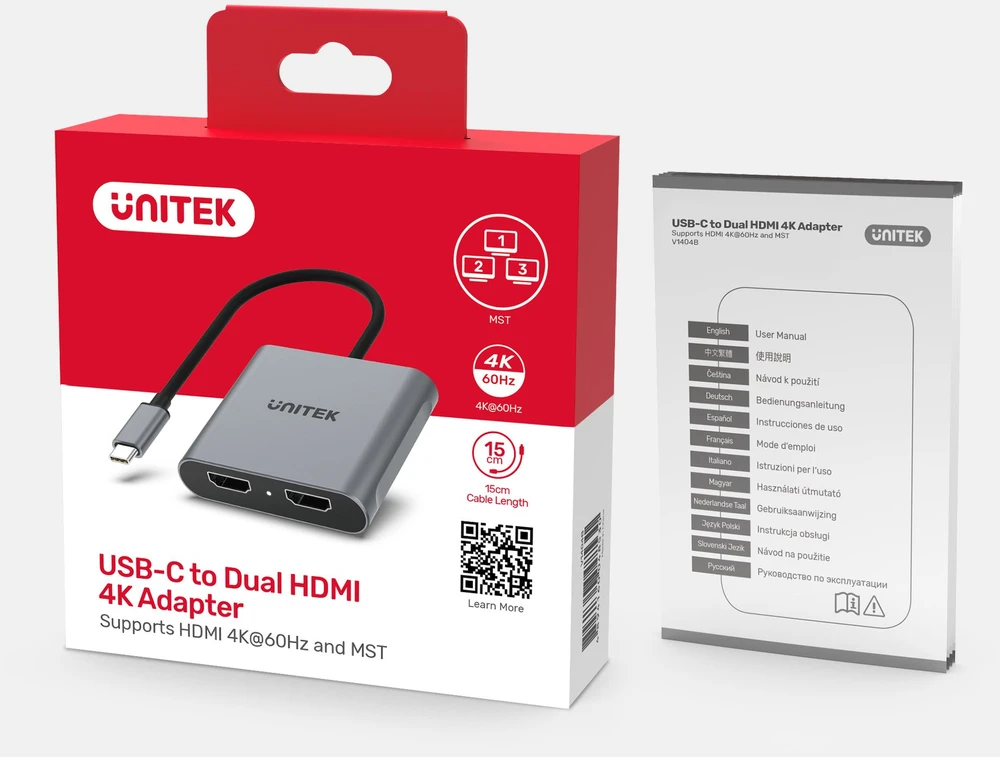 UNITEK ADAPTERIS USB-C – 2X HDMI 4K MST (M/F)