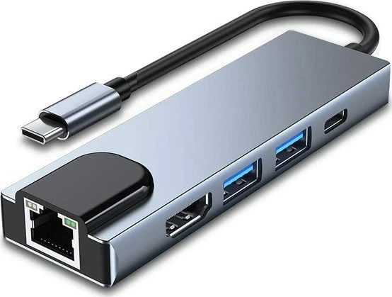 HUB USB Vega ECOBOX* ADAPTERIS TYP-C SKIRSTYTUVAS HDMI + TYP-C + USB + RJ45 DEX