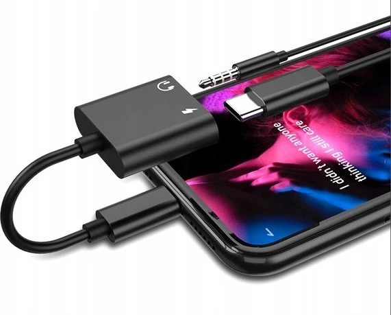 USB adapteris Vega Lightning - Jack 3.5mm + USB-C, juodas