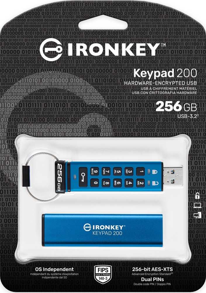 Kingston IronKey klaviatūra 200 256GB USB 3.0 AES Encrypted