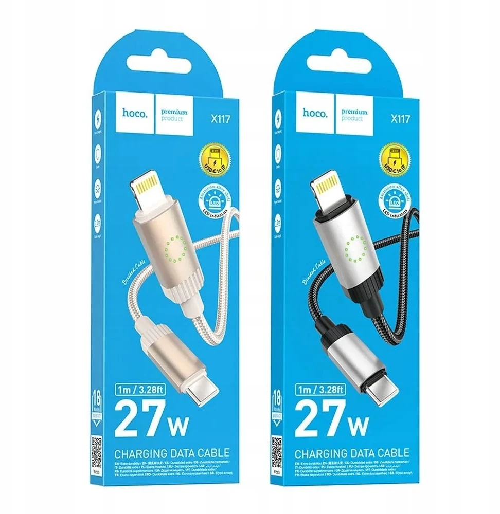 USB C - Lightning kabelis Hoco PD 27W 1 m X117 juodas
