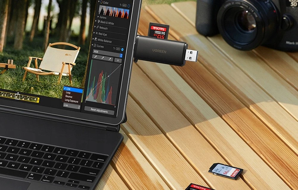 Atminties kortelė Ugreen 2in1 USB-C / USB-A SD 4.0 UHS-II kortelių skaitytuvas - Juodas