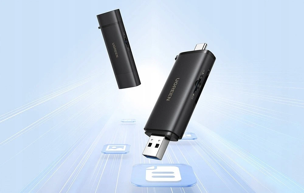 Atminties kortelė Ugreen 2in1 USB-C / USB-A SD 4.0 UHS-II kortelių skaitytuvas - Juodas