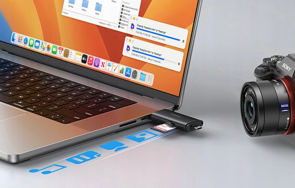 Atminties kortelė Ugreen 2in1 USB-C / USB-A SD 4.0 UHS-II kortelių skaitytuvas - Juodas