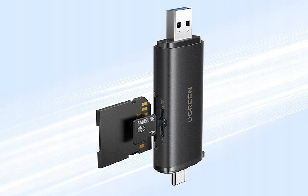 Atminties kortelė Ugreen 2in1 USB-C / USB-A SD 4.0 UHS-II kortelių skaitytuvas - Juodas