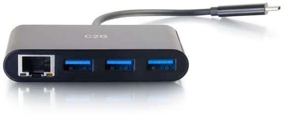 USB C2G C2G USB C šakotuvas su Ethernet – 3 prievadų USB šakotuvas – šakotuvas – 3 x SuperSpeed USB 3.0 + 1 x USB-C + 1 x 1000Base-T – darbalaukio versija