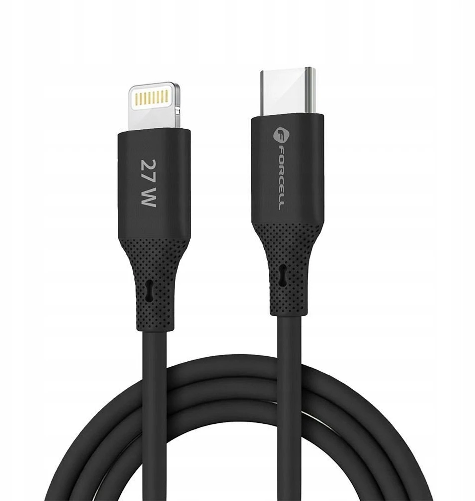 USB C - Lightning kabelis Forcell F-Energy PD 3A 27W silikoninis 1 m C346 juodas