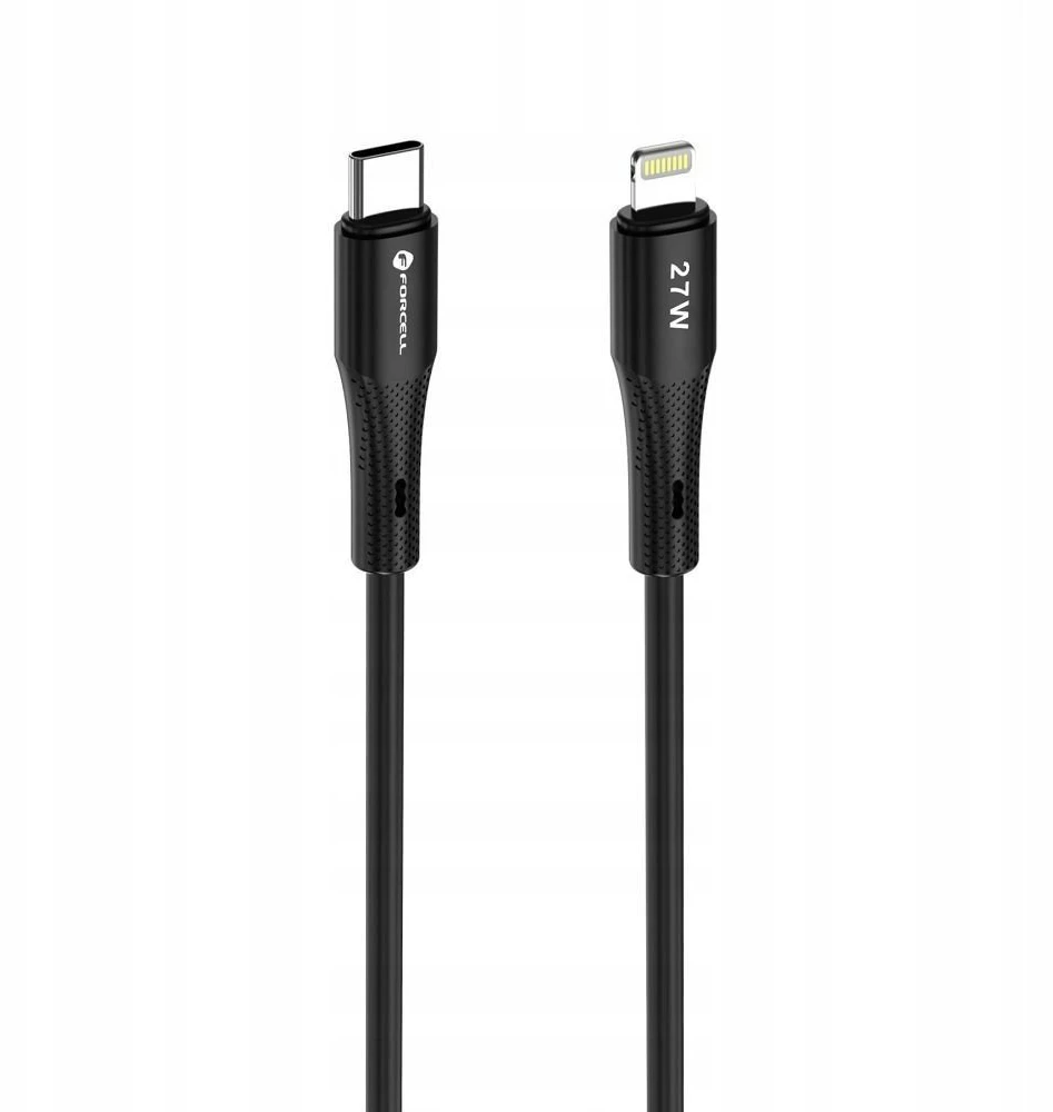 USB C - Lightning kabelis Forcell F-Energy PD 3A 27W silikoninis 1 m C346 juodas