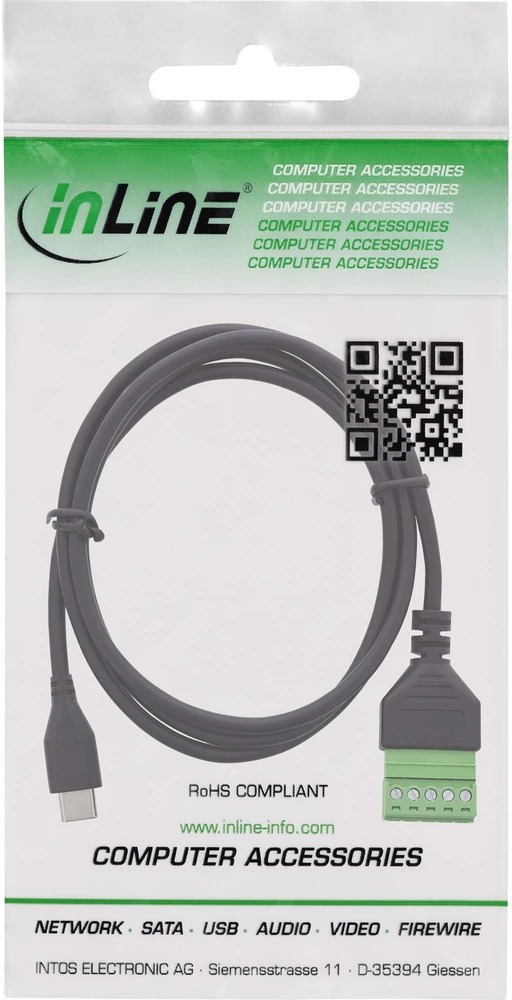 USB Delock adapteris, USB-C kištukas į 5 kontaktų terminalų bloką, adapterio kabelis – 1 m – juodas – maitinimo ir duomenų perdavimo linijos
