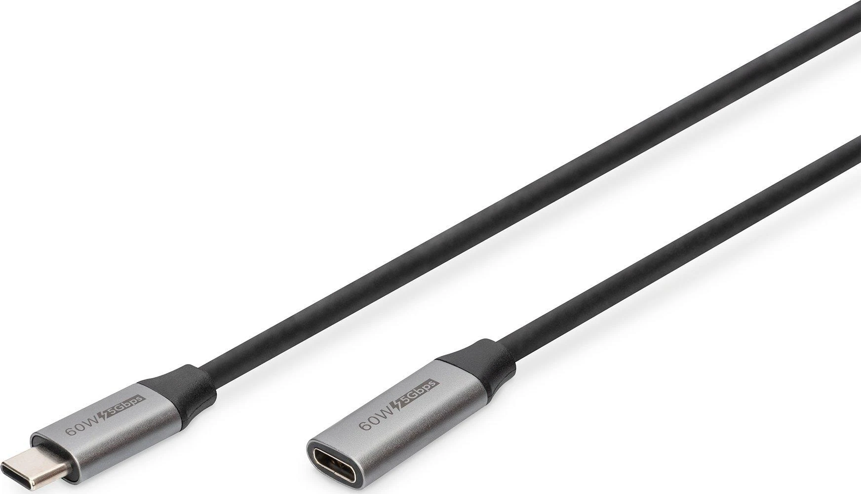 Digitus Skaitmenas | USB-C/M į USB-C/F prailginimo kabelis | DB-300230-010-S | USB-C į USB-C USB C, prijunkite | USB-C lizdas