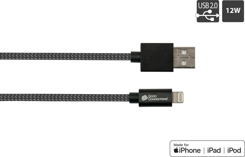 Nezatříděno USB Good Connections USB-A - Lightning kabelis 0,5 m juodas (2510-AL005S)