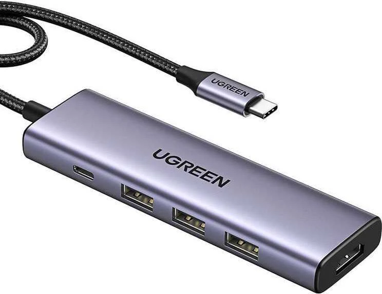 Ugreen CM511 15597 5in1 USB-C šakotuvas – USB-C PD / HDMI / 3x USB-A 3.0 – pilkos spalvos