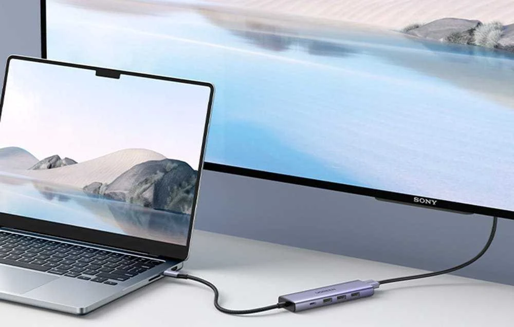 Ugreen CM511 15597 5in1 USB-C šakotuvas – USB-C PD / HDMI / 3x USB-A 3.0 – pilkos spalvos