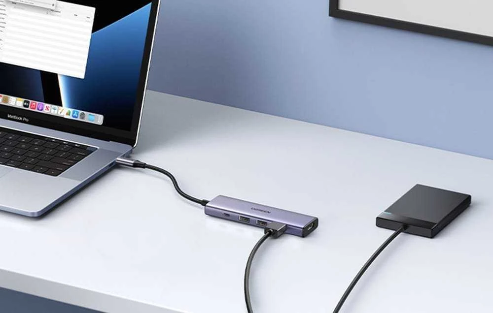 Ugreen CM511 15597 5in1 USB-C šakotuvas – USB-C PD / HDMI / 3x USB-A 3.0 – pilkos spalvos