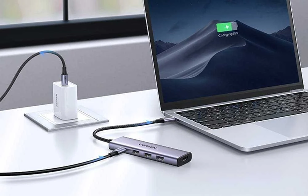 Ugreen CM511 15597 5in1 USB-C šakotuvas – USB-C PD / HDMI / 3x USB-A 3.0 – pilkos spalvos