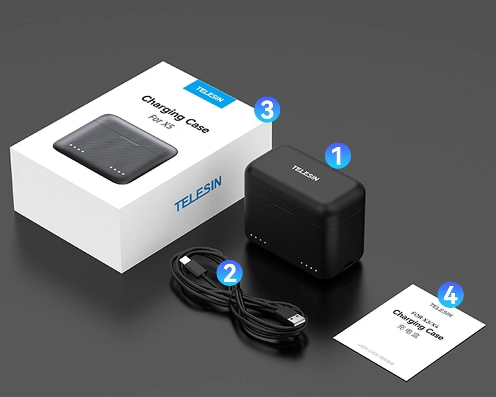 Telesin fotoaparato įkroviklis USB 2x akumuliatoriams baterijoms Insta360 X5 Insta 360 X 5 Telesin / S0-bcg-42-tis