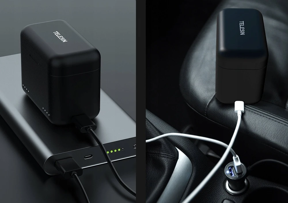 Telesin fotoaparato įkroviklis USB 2x akumuliatoriams baterijoms Insta360 X5 Insta 360 X 5 Telesin / S0-bcg-42-tis