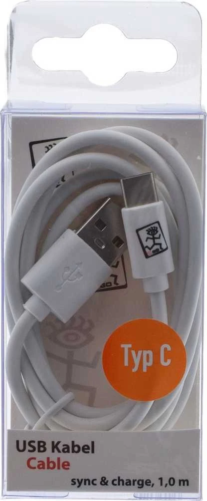 USB kabelis 2GO USB-A - USB-C 1 m Balta (795925)