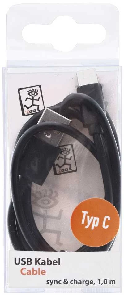 USB kabelis 2GO USB-A - USB-C 1 m Juodas (795782)