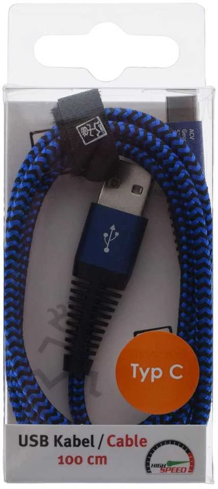 Kabelis USB 2GO USB-A - USB-C 1 m Mėlyna (795950)