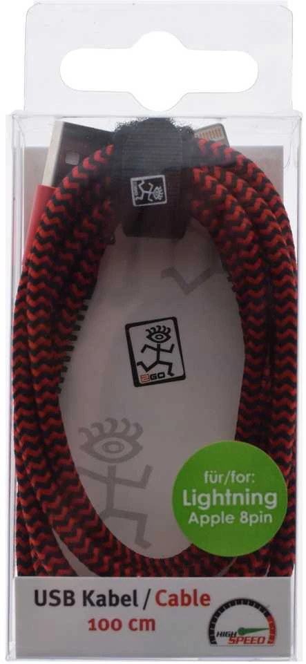 Kabelis USB 2GO USB-A - Lightning 1 m Raudona (795946)