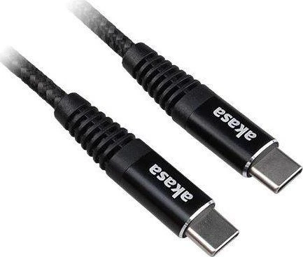 Akasa USB Type-C į USB Type-C 100W PD įkrovimo laidas – juodas