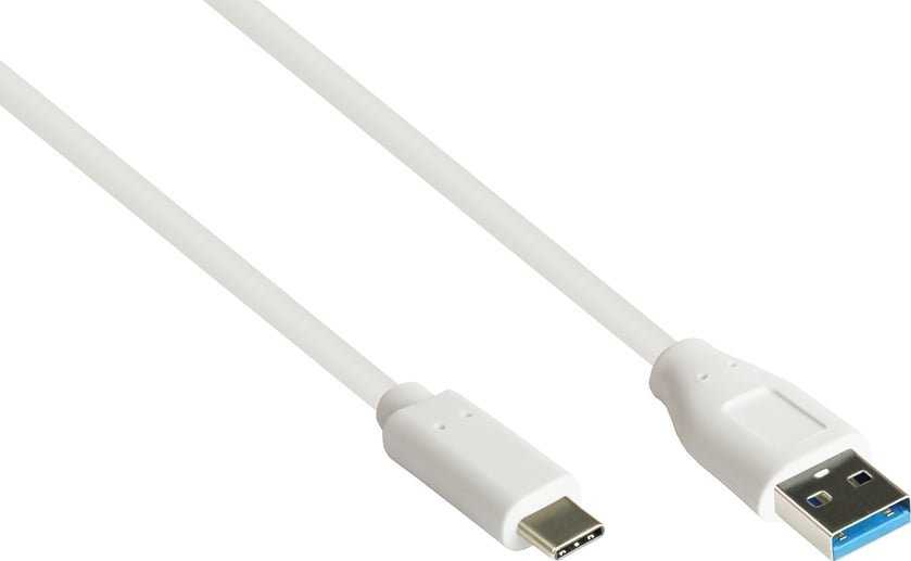 USB kabelis Alcasa USB-A - USB-C 1 m, baltas (2831-AC010W)