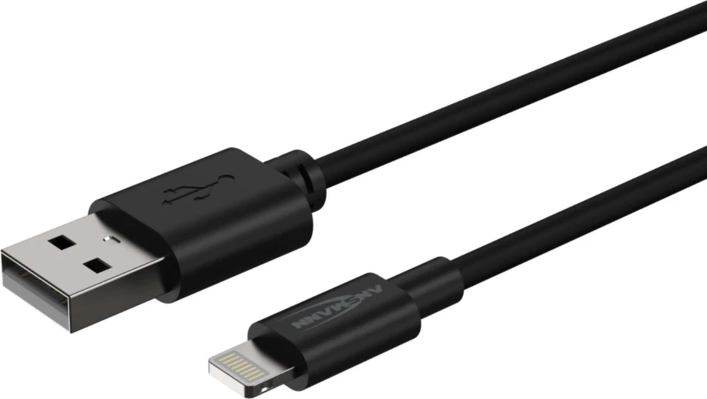 Kabelis USB Ansmann USB-A - Lightning 1 m Juodas (1700-0131)