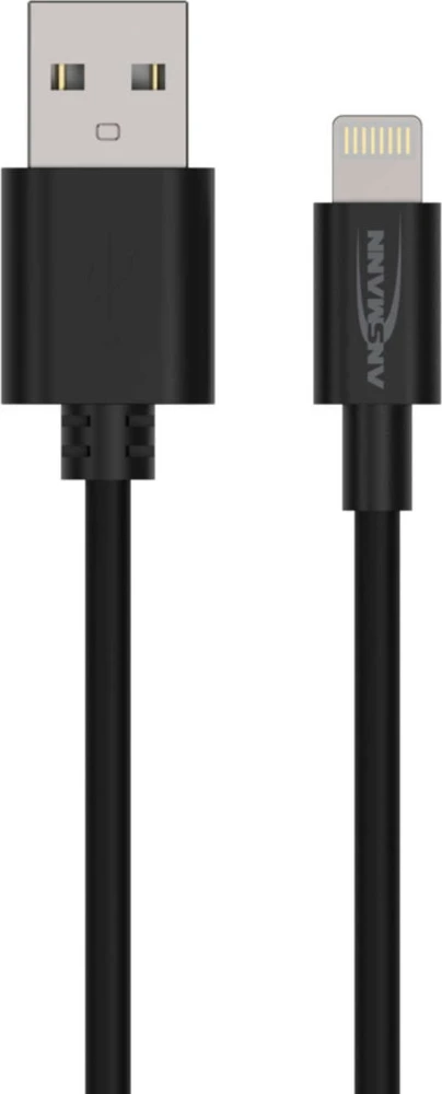 Kabelis USB Ansmann USB-A - Lightning 1 m Juodas (1700-0131)